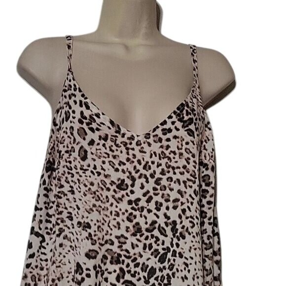 Torrid Leopard Print Sleeveless Flowy Camisole Top Size 1X Lightweight Rayon Ble - Picture 2 of 6